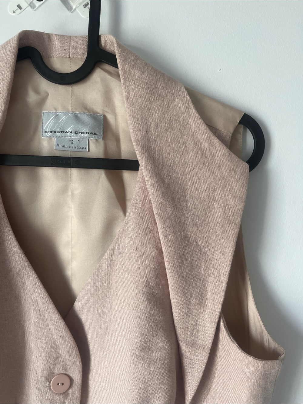 Linen Vest | Satin Back | Sz 12 | Neutral | Tailored - Picture 2 of 8